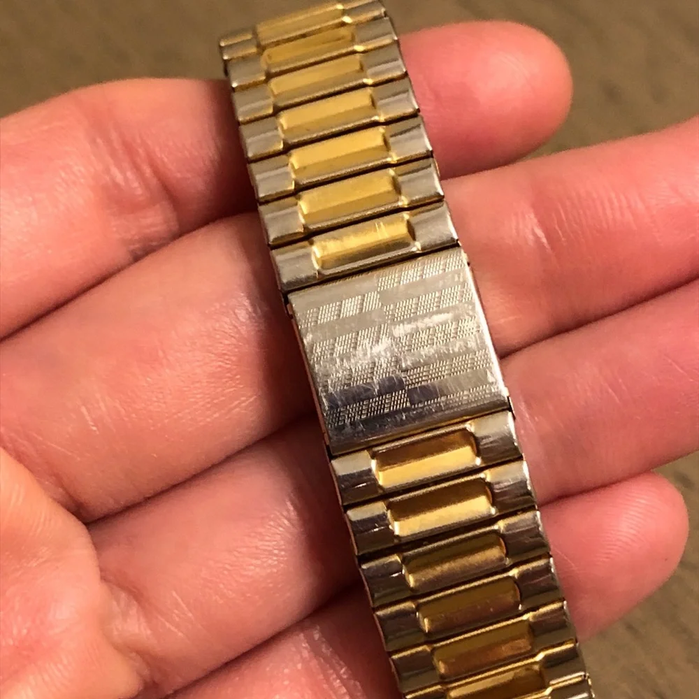 Gold and Silver Tone Men’s Metal Stretch Bracelet